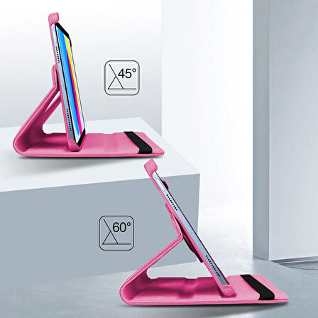 Apple iPad A16 11.Nesil (A3354-A3355) 360 Dönebilen Pu Deri Standlı Tablet Kılıfı