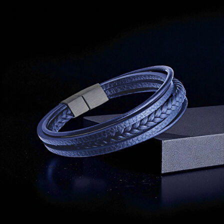  FM Mavi Çoklu Deri Bileklik 31833B1D2 