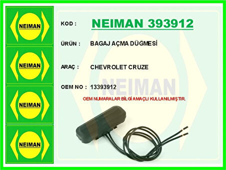 BAGAJ AÇMA DÜĞMESİ CHEVROLET CRUZE 13393912