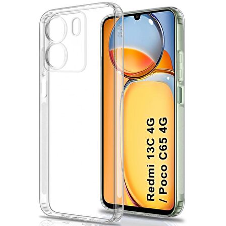 Xiaomi Poco C65 4G ile Uyumlu Kılıf Şeffaf Kamera Korumalı Esnek Silikon Telefon Kılıfı Kapak