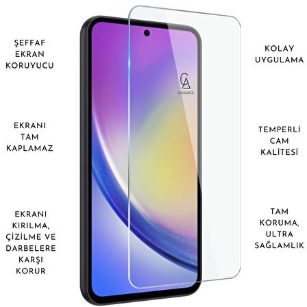 Samsung Galaxy A35 Uyumlu Kılıf Esnek Silikon Telefon Kılıfı ve Temperli Cam Ekran Koruyucu