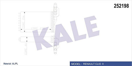KALORİFER RADYATÖRÜ CLIO 2 2000SYMBOL 2 2008 234X158 2 SIRA AL PL SİSTEM 7701044790 7701045552 7702258236