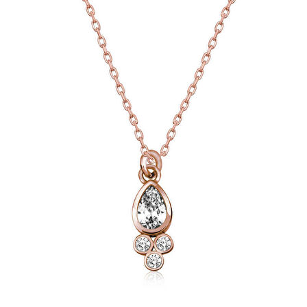 Gümüş Rose Çiğ Damlası Tektaş Kadın Kolye