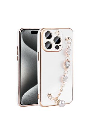 Apple iPhone 15 Pro Max ile Uyumlu Kılıf El Tutamaçlı Kamera Korumalı Kadın Telefon Kılıfı Kapak