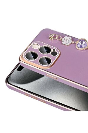 Apple iPhone 15 Pro Max ile Uyumlu Kılıf El Tutamaçlı Kamera Korumalı Kadın Telefon Kılıfı Kapak