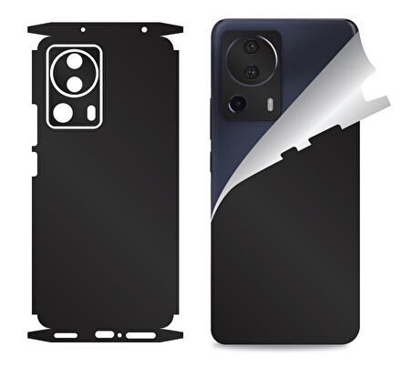 Xiaomi Mi 13 Lite için uyumlu 360 full arka ve yan kaplama koruma sticker MAT SİYAH