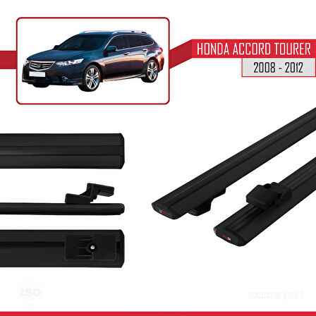Honda Accord Tourer 2008-2012 Arası ile Uyumlu BASIC Model Ara Atkı Tavan Barı Siyah 2 Adet