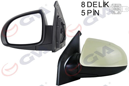 DIŞ DİKİZ AYNASI SOL PICANTO 2006 ELEKTRİKLİ ISITMALI ASTARLI KONVEKS VM-753EHPL 8761007158