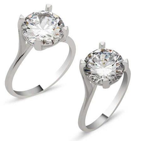 Gümüş Tek Taş kadin Yüzük - 10