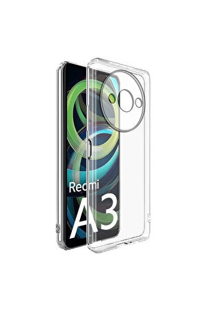 Xiaomi Redmi A3 4G 2024 ile Uyumlu Kılıf Şeffaf Kamera Korumalı Esnek Silikon Telefon Kılıfı Kapak