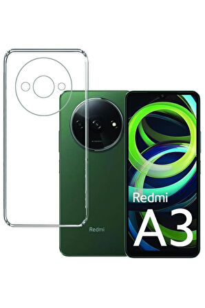 Xiaomi Redmi A3 4G 2024 ile Uyumlu Kılıf Şeffaf Kamera Korumalı Esnek Silikon Telefon Kılıfı Kapak