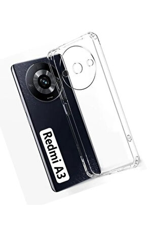 Xiaomi Redmi A3 4G 2024 ile Uyumlu Kılıf Şeffaf Kamera Korumalı Esnek Silikon Telefon Kılıfı Kapak
