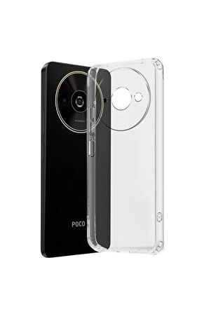 Xiaomi Poco C61 ile Uyumlu Kılıf Şeffaf Kamera Korumalı Esnek Silikon Telefon Kılıfı Kapak