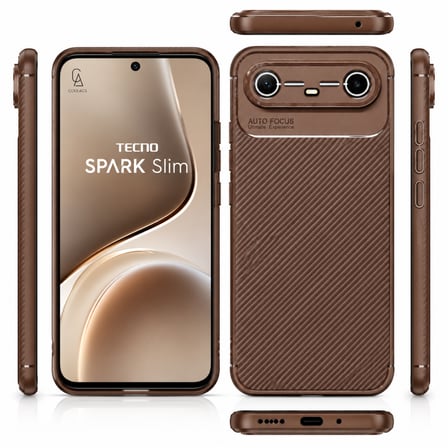Tecno Spark Slim 5G Uyumlu Kılıf Karbon Tasarım Kamera Korumalı Silikon Telefon Kılıfı Kapak