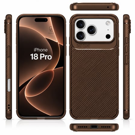 Apple iPhone 18 Pro Uyumlu Kılıf Karbon Tasarım Kamera Korumalı Silikon Telefon Kılıfı Kapak