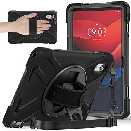 Lenovo Tab M11 Tb 330FU 11 inç Uyumlu Yüksek Korumalı Askı Kayışlı Tablet Silikon Kılıf