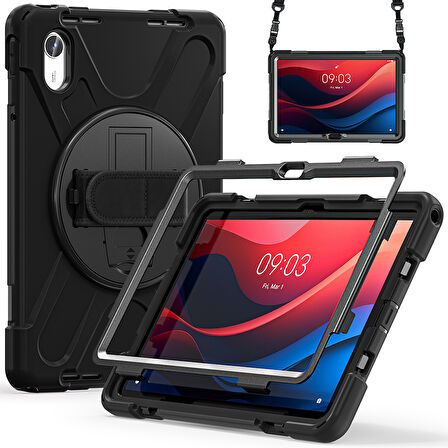 Lenovo Tab K11 Tb 330FU 11 inç Uyumlu Yüksek Korumalı Askı Kayışlı Tablet Silikon Kılıf
