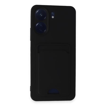 Xiaomi Redmi 13C Uyumlu Arka Kamera Korumalı Kart Koyulabilen Silikon Kartlıklı Kılıf Kapak