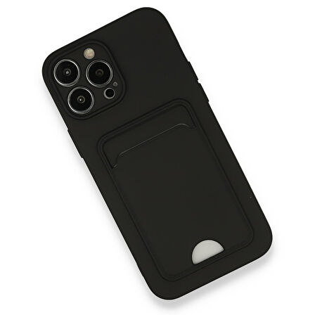 Apple iPhone 13 Pro Max Uyumlu Arka Kamera Korumalı Kart Koyulabilen Silikon Kartlıklı Kılıf Kapak