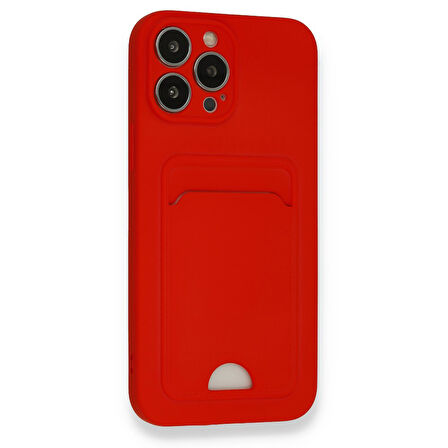 Apple iPhone 13 Pro Max Uyumlu Arka Kamera Korumalı Kart Koyulabilen Silikon Kartlıklı Kılıf Kapak