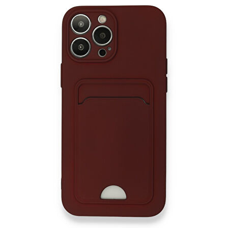 Apple iPhone 13 Pro Max Uyumlu Arka Kamera Korumalı Kart Koyulabilen Silikon Kartlıklı Kılıf Kapak