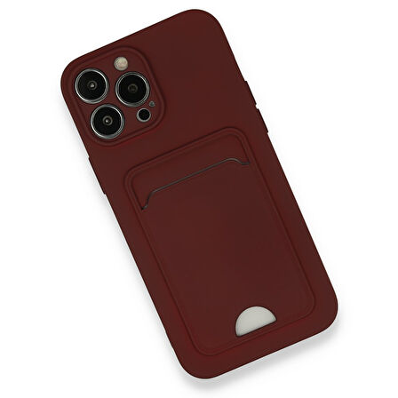 Apple iPhone 13 Pro Max Uyumlu Arka Kamera Korumalı Kart Koyulabilen Silikon Kartlıklı Kılıf Kapak