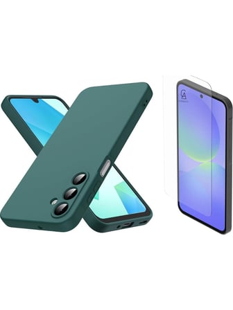 Samsung Galaxy A57 Uyumlu Içi Kadife Lansman Kılıf ve Şeffaf Temperli Cam Ekran Koruyucu