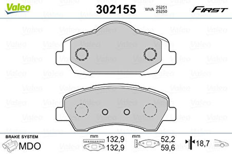 ÖN FREN BALATASI PEUGEOT P301 2012 P308 2013 CITROEN C-ELYSEE 2012 C4 2014 266MM 1608691380 1610699280