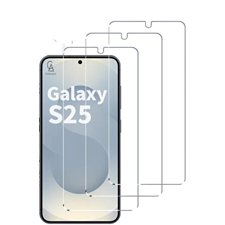 Samsung Galaxy S25 ile Uyumlu Ekran Koruyucu Şeffaf Temperli Kırılmaz Cam Ekran Koruyucu 3 Adet