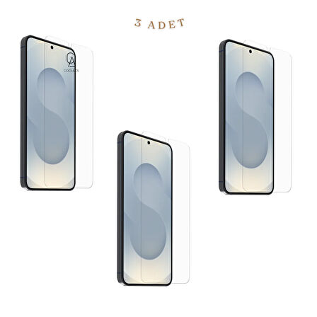 Samsung Galaxy S25 ile Uyumlu Ekran Koruyucu Şeffaf Temperli Kırılmaz Cam Ekran Koruyucu 3 Adet