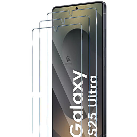 Samsung Galaxy S25 Ultra Uyumlu Ekran Koruyucu Şeffaf Temperli Kırılmaz Cam Ekran Koruyucu 3 Adet