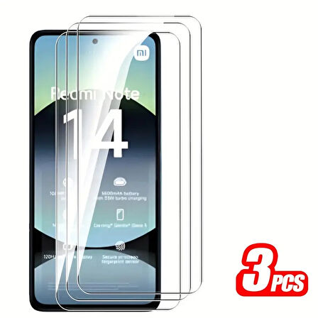 Xiaomi Redmi Note 14 4G ile Uyumlu Ekran Koruyucu Şeffaf Temperli Kırılmaz Cam Ekran Koruyucu 3 Adet