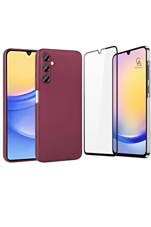 Samsung Galaxy A25 ile Uyumlu Telefon Kılıfı ve 5D Tam Kaplayan Cam Ekran Koruyucu
