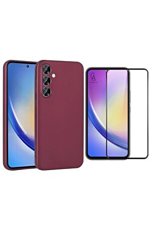 Samsung Galaxy A35 ile Uyumlu Telefon Kılıfı ve 5D Tam Kaplayan Cam Ekran Koruyucu