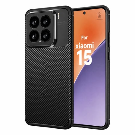 Xiaomi 15 ile Uyumlu Karbon Tasarım Silikon Telefon Kılıfı ve Temperli Cam Ekran Koruyucu