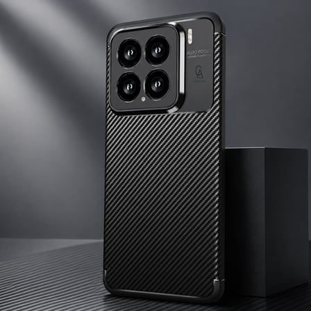 Xiaomi 15 ile Uyumlu Karbon Tasarım Silikon Telefon Kılıfı ve Temperli Cam Ekran Koruyucu