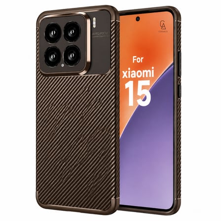 Xiaomi 15 ile Uyumlu Karbon Tasarım Silikon Telefon Kılıfı ve Temperli Cam Ekran Koruyucu