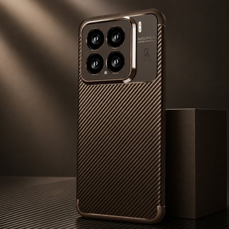 Xiaomi 15 ile Uyumlu Karbon Tasarım Silikon Telefon Kılıfı ve Temperli Cam Ekran Koruyucu