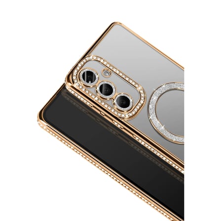 Samsung Galaxy S26 Plus Uyumlu Kılıf Parlak Taşlı Simli M-Safe Telefon Kılıfı Kapak
