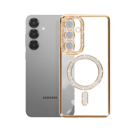 Samsung Galaxy S26 Plus Uyumlu Kılıf Parlak Taşlı Simli M-Safe Telefon Kılıfı Kapak