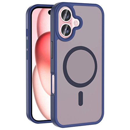 Apple iPhone 16 ile Uyumlu Kılıf Magsafe Şarj Özellikli Mat Arka Yüzeyli Kapak