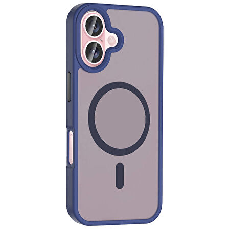 Apple iPhone 16 ile Uyumlu Kılıf Magsafe Şarj Özellikli Mat Arka Yüzeyli Kapak