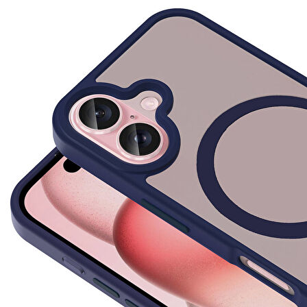 Apple iPhone 16 ile Uyumlu Kılıf Magsafe Şarj Özellikli Mat Arka Yüzeyli Kapak