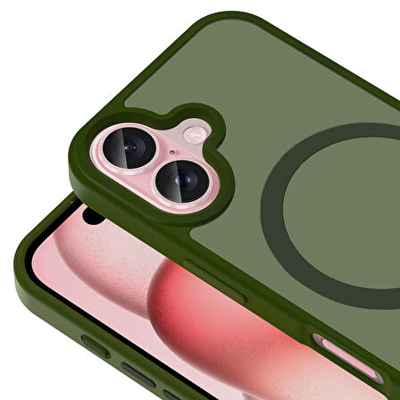 Apple iPhone 16 Plus ile Uyumlu Kılıf Magsafe Şarj Özellikli Mat Arka Yüzeyli Kapak