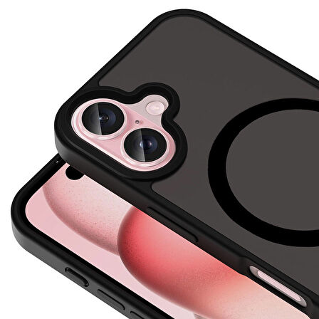 Apple iPhone 16 Plus ile Uyumlu Kılıf Magsafe Şarj Özellikli Mat Arka Yüzeyli Kapak