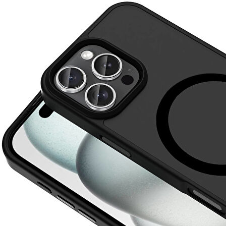 Apple iPhone 16 Pro Max ile Uyumlu Kılıf Magsafe Şarj Özellikli Mat Arka Yüzeyli Kapak