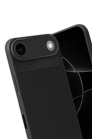 Apple iPhone 17 Air Uyumlu Kılıf Karbon Tasarım Kamera Korumalı Silikon Telefon Kılıfı Kapak