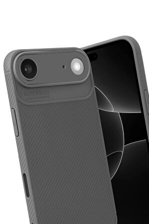 Apple iPhone 17 Air Uyumlu Kılıf Karbon Tasarım Kamera Korumalı Silikon Telefon Kılıfı Kapak