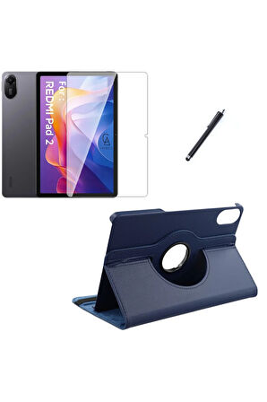 Xiaomi Redmi Pad 2 11 Inç Uyumlu 360° Dönebilen Standlı Tablet Kılıfı Ekran Koruyucu ve Kalem Seti