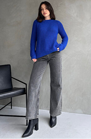 Bisiklet Yaka Selanik Örgü Triko Kazak